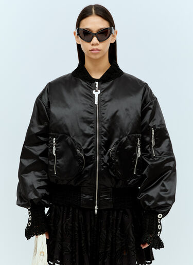 Slash Back Crochet Bomber Jacket Chopova Lowena Slash Back Crochet Bomber Jacket Black cho0256007