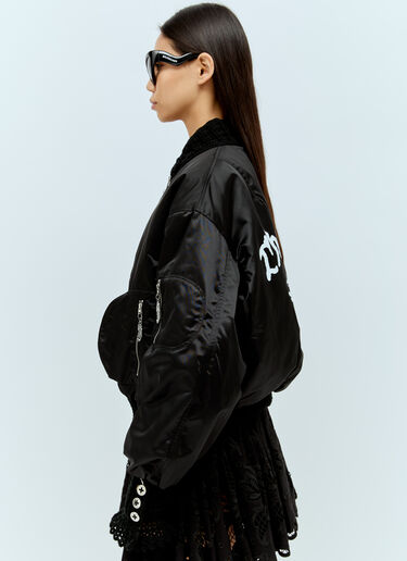 Slash Back Crochet Bomber Jacket Chopova Lowena Slash Back Crochet Bomber Jacket Black cho0256007