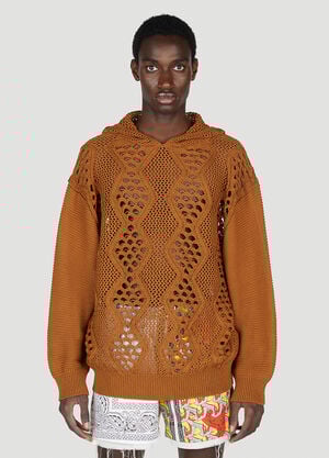 Children Of The Discordance Knit Hooded Sweater Brown cod0154006