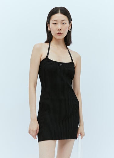 Courrèges 골지 니트 스트랩 미니 드레스 블랙 cou0253009