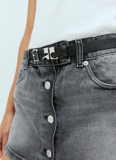 Logo Plaque Leather Belt Courrèges Logo Plaque Leather Belt Black cou0253017