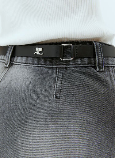 Logo Plaque Leather Belt Courrèges Logo Plaque Leather Belt Black cou0253017