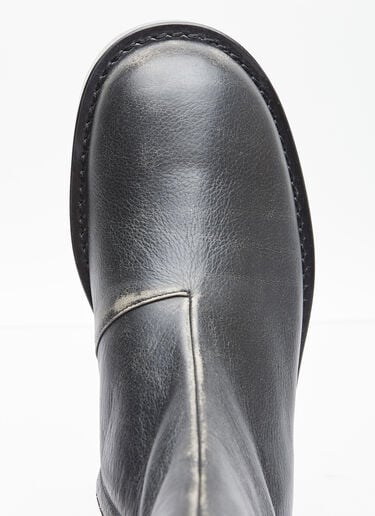 Courrèges ユーズド加工レザージップアンクルブーツ ブラック cou0254014