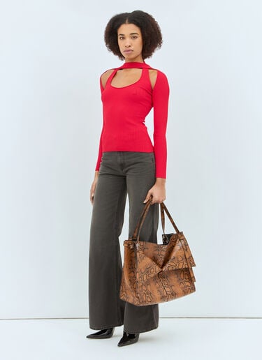 Coperni Snake Print Belt Cabas Bag Brown cpn0257014