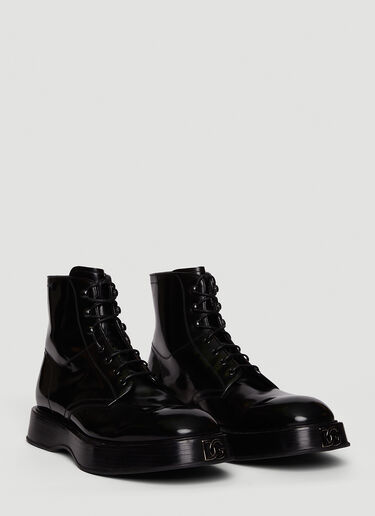 Dolce & Gabbana Brushed Lace Up Boots Black dol0147043