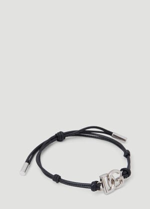 Dolce & Gabbana 모노그램 플레이트 장식의 코드 브레이슬릿 블랙 dol0153019