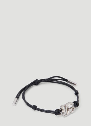 Dolce & Gabbana 모노그램 플레이트 장식의 코드 브레이슬릿 블랙 dol0153019