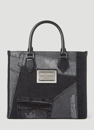 Dolce & Gabbana Small Patchwork Denim Tote Bag Black dol0154010