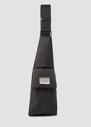 Dolce & Gabbana 徽标铭牌尼龙腰包 黑 dol0154013