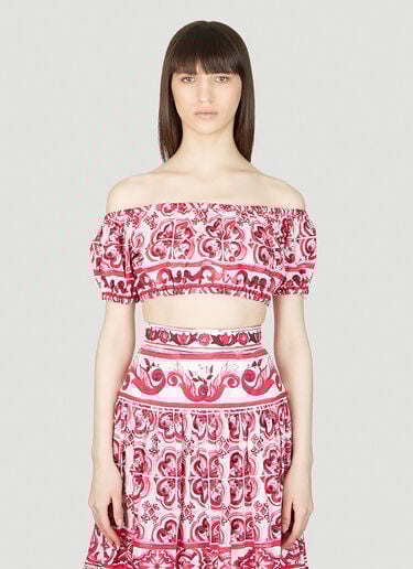 Dolce & Gabbana Majolica Print Top Pink dol0253004