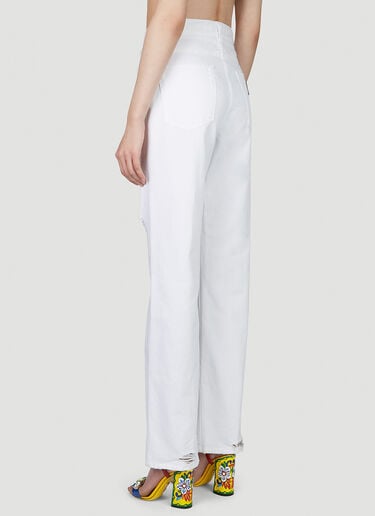 Dolce & Gabbana 徽标铭牌做旧牛仔裤 白色 dol0253007
