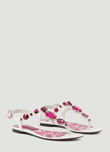 Dolce & Gabbana クリスタル装飾マジョリカハイヒールサンダル ホワイト dol0253021