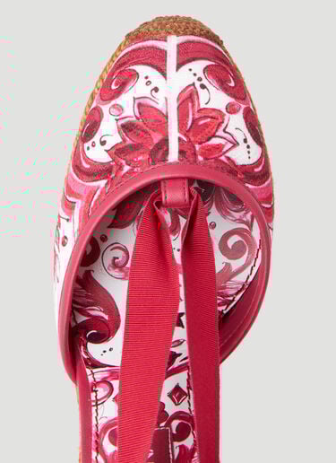 Printed Brocade Wedge Sandals Dolce & Gabbana Printed Brocade Wedge Sandals Pink dol0253023
