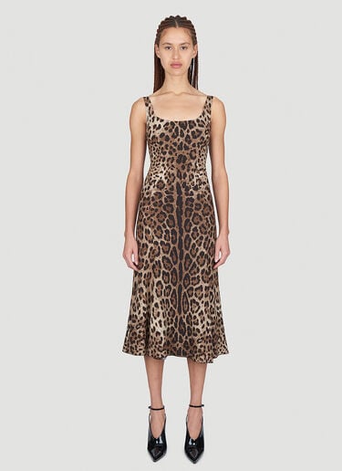 Leopard Print Midi Dress Dolce & Gabbana Leopard Print Midi Dress Brown dol0254001