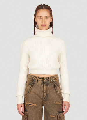 Dolce & Gabbana Crop Rib Sweater Cream dol0254009