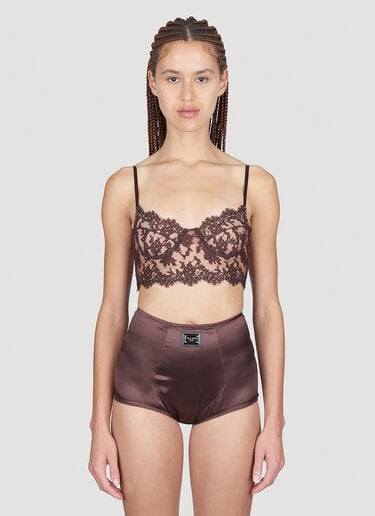Floral Lace Long-Line Bra Dolce & Gabbana Floral Lace Long-Line Bra Brown dol0254013