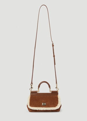 Dolce & Gabbana Sicily Suede Small Handbag Brown dol0254014