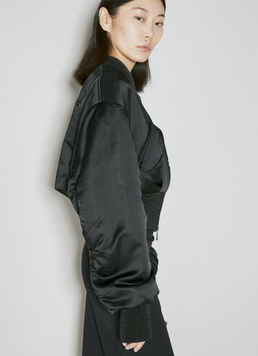Dolce & Gabbana Short Duchesse Bomber Jacket Black dol0254023