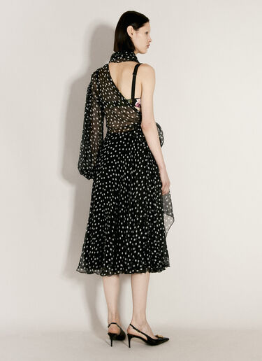 폴카 도트 원 숄더 시폰 원피스 Dolce & Gabbana 폴카 도트 원 숄더 시폰 원피스 블랙 dol0256002