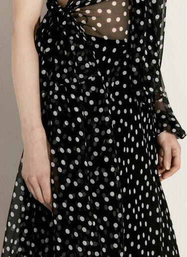 폴카 도트 원 숄더 시폰 원피스 Dolce & Gabbana 폴카 도트 원 숄더 시폰 원피스 블랙 dol0256002