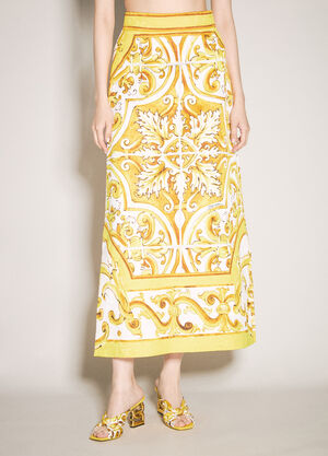 Dolce & Gabbana Brocade 锡釉陶印花半身裙 黄色 dol0257006