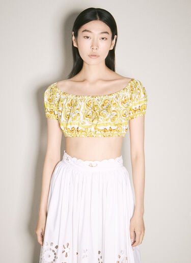 Dolce & Gabbana マジョリカプリントクロップトップ イエロー dol0257009