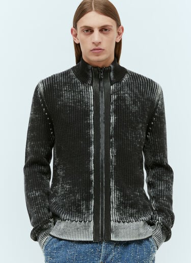 Diesel K-Arini Zip-Up Knit Sweater Black dsl0157020
