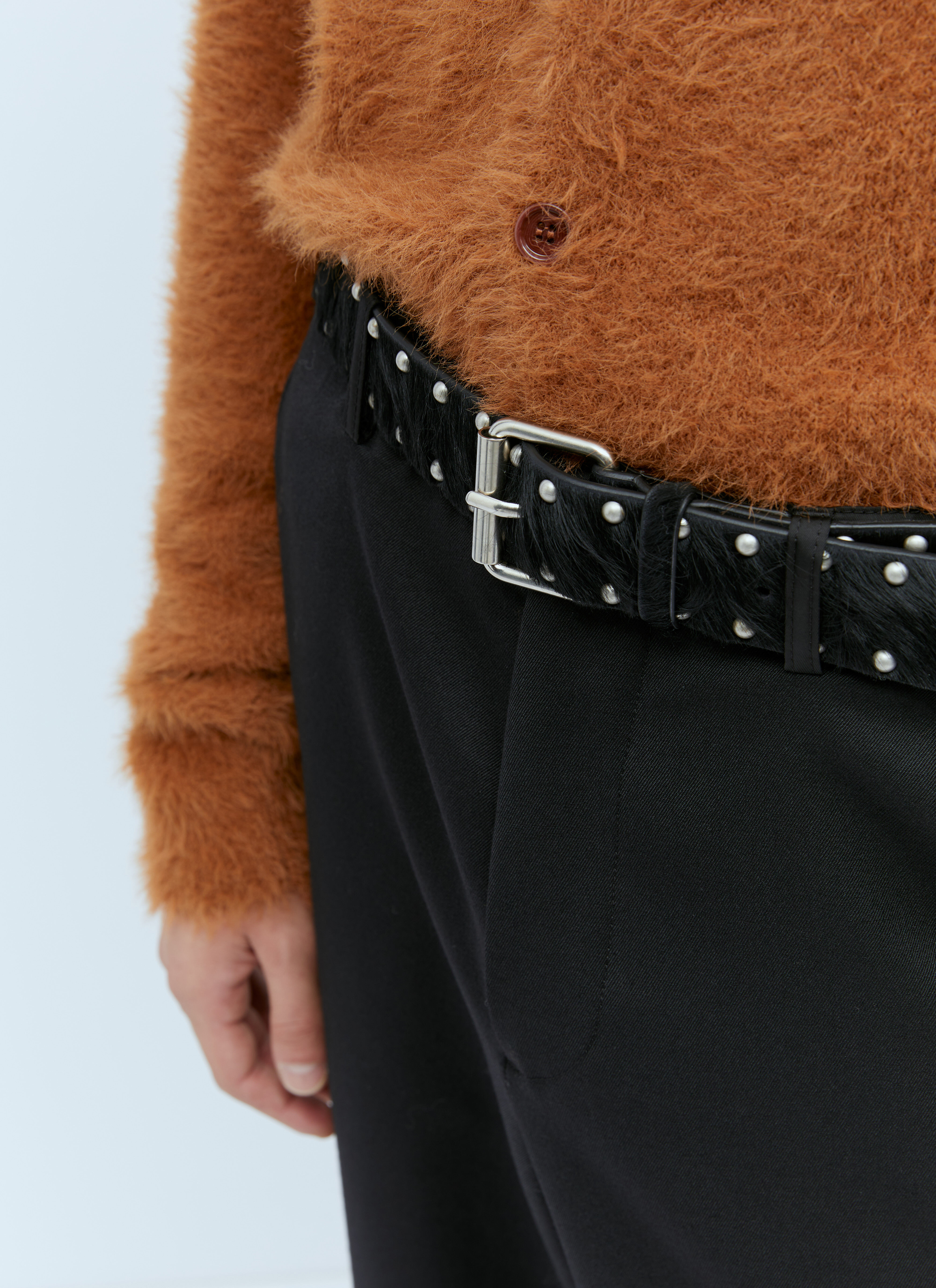 Dries Van Noten Men's' Stud Hair Belt in Black | LN-CC®