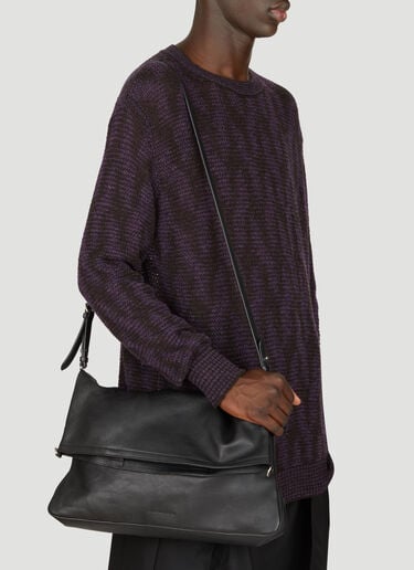 Dries Van Noten Leather Flap-Over Tote Bag Black dvn0156045