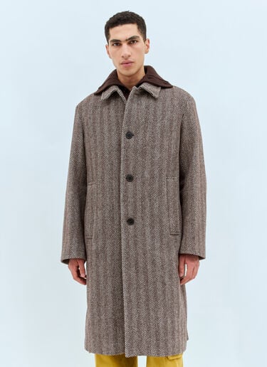 Rank Herringbone Coat Dries Van Noten Rank Herringbone Coat Brown dvn0158001