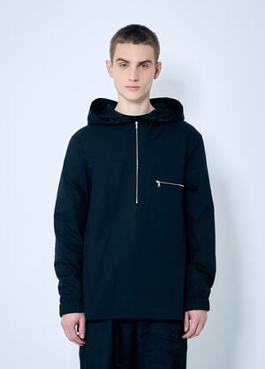 Dries Van Noten Hooded Cotton Zip-Up Shirt Black dvn0160015