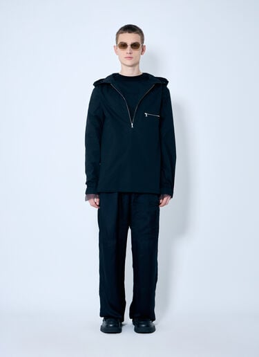 Hooded Cotton Zip-Up Shirt Dries Van Noten Hooded Cotton Zip-Up Shirt Black dvn0160015