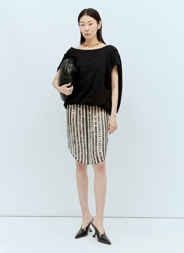 Dries Van Noten 스트라이프 장식 실크 스커트  베이지 dvn0256017
