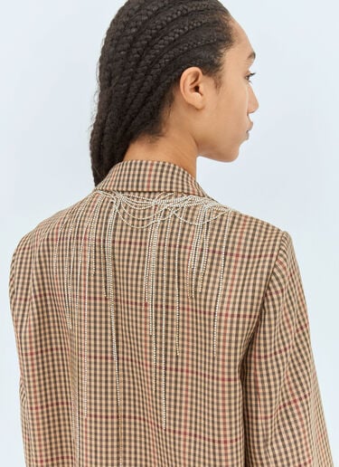 Dries Van Noten Crystal Embellished Wool Blazer Brown dvn0258016