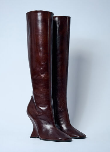 Leather Wedge Boots Dries Van Noten Leather Wedge Boots Brown dvn0258032