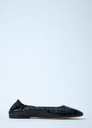Dries Van Noten Croc-Embossed Ballerina Flats Black dvn0259005