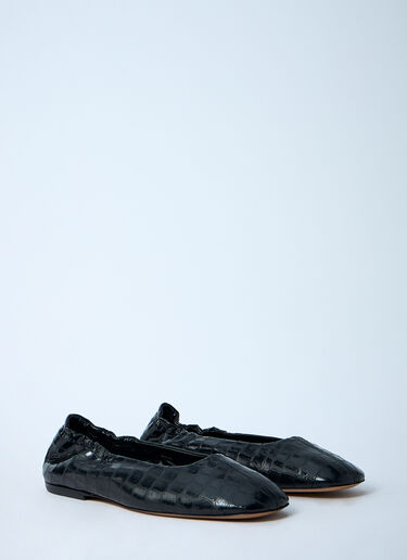 クロコエンボスバレリーナフラットシューズ Dries Van Noten クロコエンボスバレリーナフラットシューズ ブラック dvn0259005
