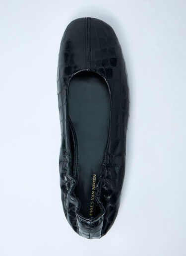 クロコエンボスバレリーナフラットシューズ Dries Van Noten クロコエンボスバレリーナフラットシューズ ブラック dvn0259005