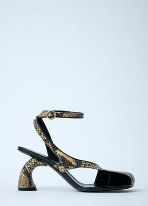 Dries Van Noten Snakeskin-Embossed Slingback Heels Beige dvn0259009