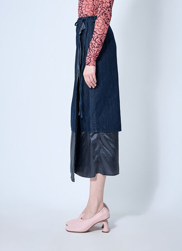 Dries Van Noten Denim And Satin Wrap Skirt Navy dvn0260007