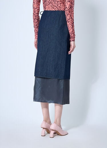 牛仔和缎面裹身式半身裙 Dries Van Noten 牛仔和缎面裹身式半身裙 藏蓝色 dvn0260007