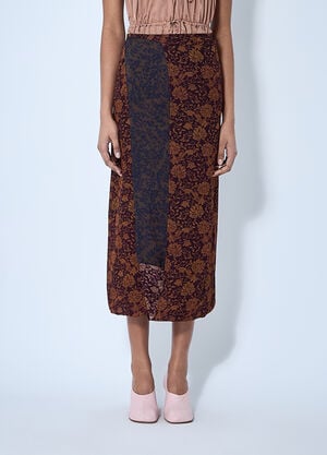 Dries Van Noten Silk-Blend Wrap Skirt Dark Brown dvn0260013
