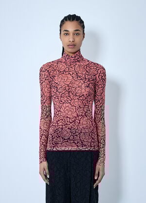 Dries Van Noten 프린트 메시 탑  핑크 dvn0260018