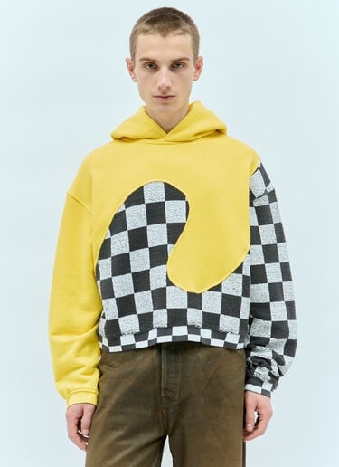 ERL Checker Swirl Hooded Sweatshirt Yellow erl0156017