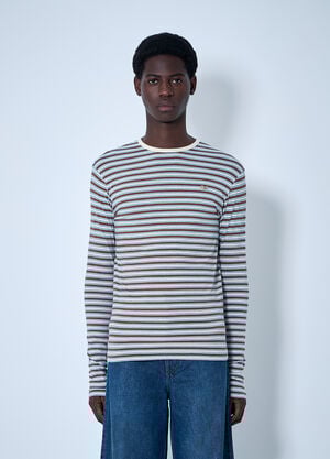 ERL Striped Knit T-Shirt Brown erl0160007