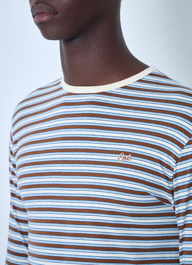 ERL ストライプニットTシャツ  ブラウン erl0160007