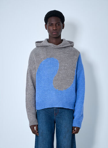 Bicolor Swirl Knit Hooded Sweater ERL Bicolor Swirl Knit Hooded Sweater Blue erl0160010