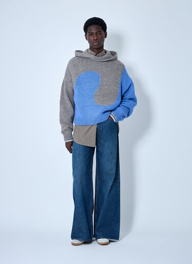 Bicolor Swirl Knit Hooded Sweater ERL Bicolor Swirl Knit Hooded Sweater Blue erl0160010
