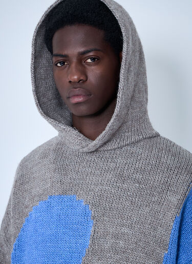 Bicolor Swirl Knit Hooded Sweater ERL Bicolor Swirl Knit Hooded Sweater Blue erl0160010