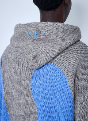 Bicolor Swirl Knit Hooded Sweater ERL Bicolor Swirl Knit Hooded Sweater Blue erl0160010